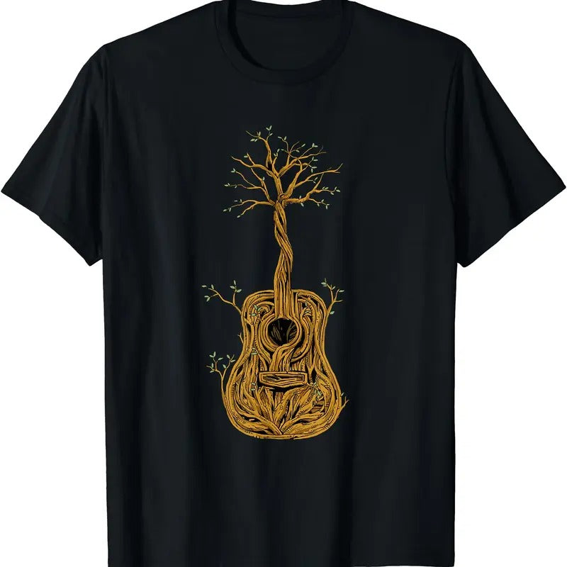 Acoustic Guitar Tree of Life Guitar Player Guitarist T-Shirt | Unisex Cotton Tee, Short Sleeve, Crewneck, Size S-5XL...