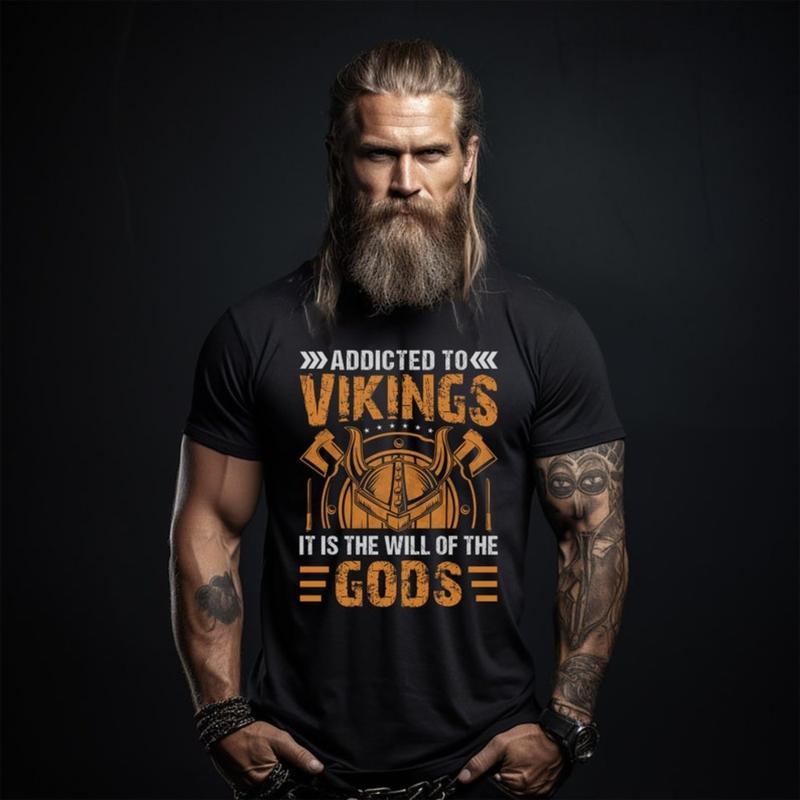 Addicted To Vikings T-Shirt | Men's Viking Themed Shirt | Norse God Tee Shirts | Vikings Shirt | Valhalla Viking T-Shirt...