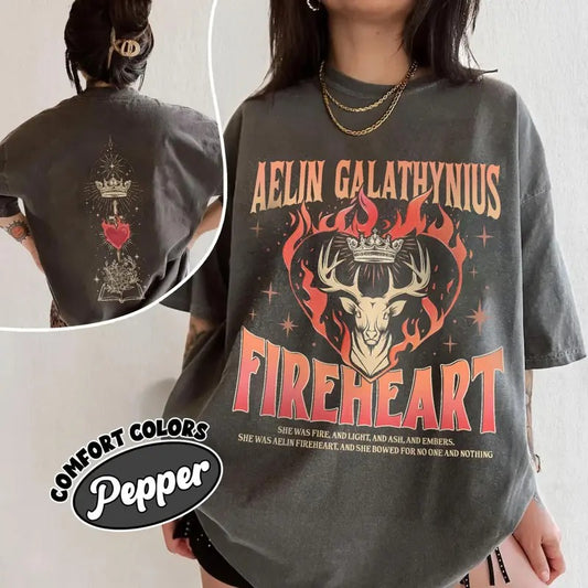 Aelin Galathynius Fireheart Tee Shirt, Throne Of Glass T-Shirt, Kingflame The Thirteen Sweatshirt, Sarah J Maas Shirt,...