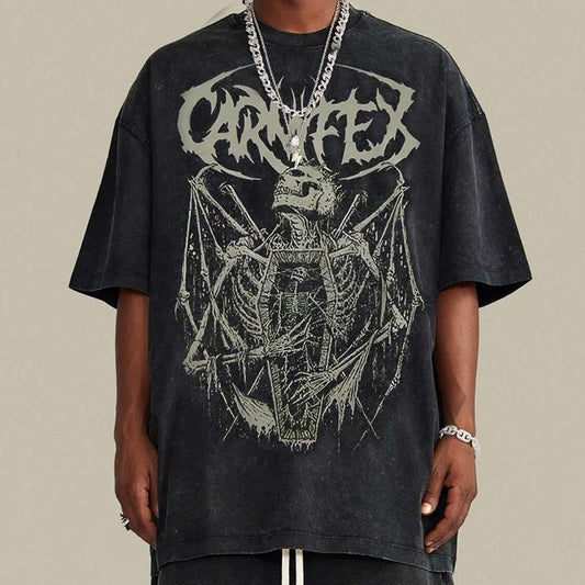 Aesthetic Grunge Carnifex Satanic Skull vintage Goth Oversized Shirt | Cotton Summer Graphic Tee for Men and Woman ...