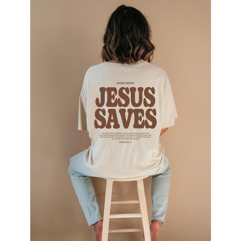 Aesthetic Jesus Saves Shirt Christian Apparel Brown Christian Shirt For Men Jesus Apparel Christian Streetwear Clothing...