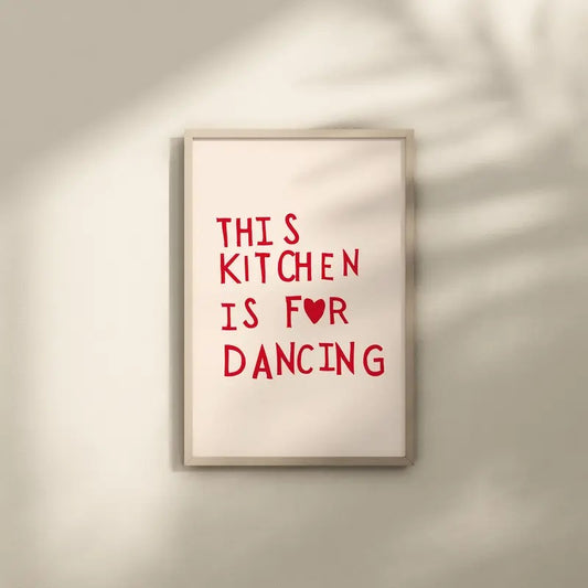 Aesthetic Kitchen Decor Cute Dance Art Red Kitchen Wall Art Print Minimalist Heart Print Trendy Kitchen Poster Poster...