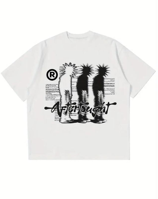Afterthought Graphic T-shirt, Crew Neck Tee, Y2K Short Sleeve Top, Spring Summer Streetwear for Women Hoodie, Sweatshirt