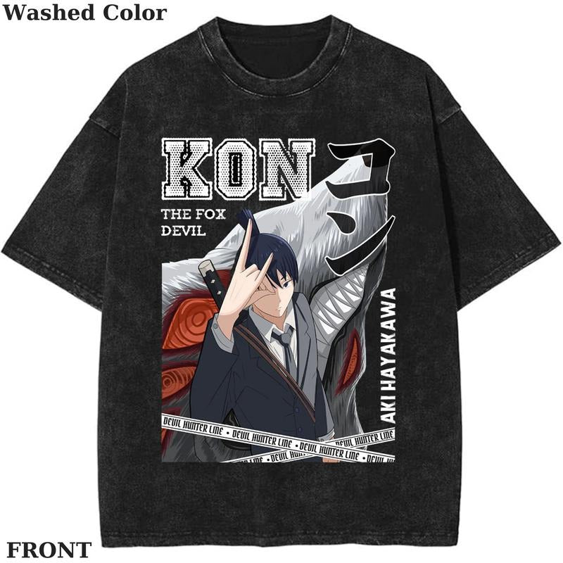 Aki Hayakawa Vintage Graphic Tee, Anime Chainsaw Man Shirt, vintage clothing, Womenswear Cotton Top Streetwear...