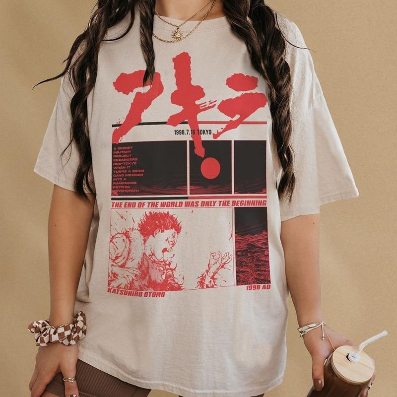 Akira Graphic T-Shirt, Retro Grunge Anime Tee Shirt, Japanese Neo-Tokyo Manga Cyberpunk Merch, Akira 80s Sci-Fi Anime...