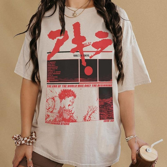 Akira Graphic T-Shirt, Retro Grunge Anime Tee Shirt, Japanese Neo-Tokyo Manga Cyberpunk Merch, Akira 80s Sci-Fi Anime...