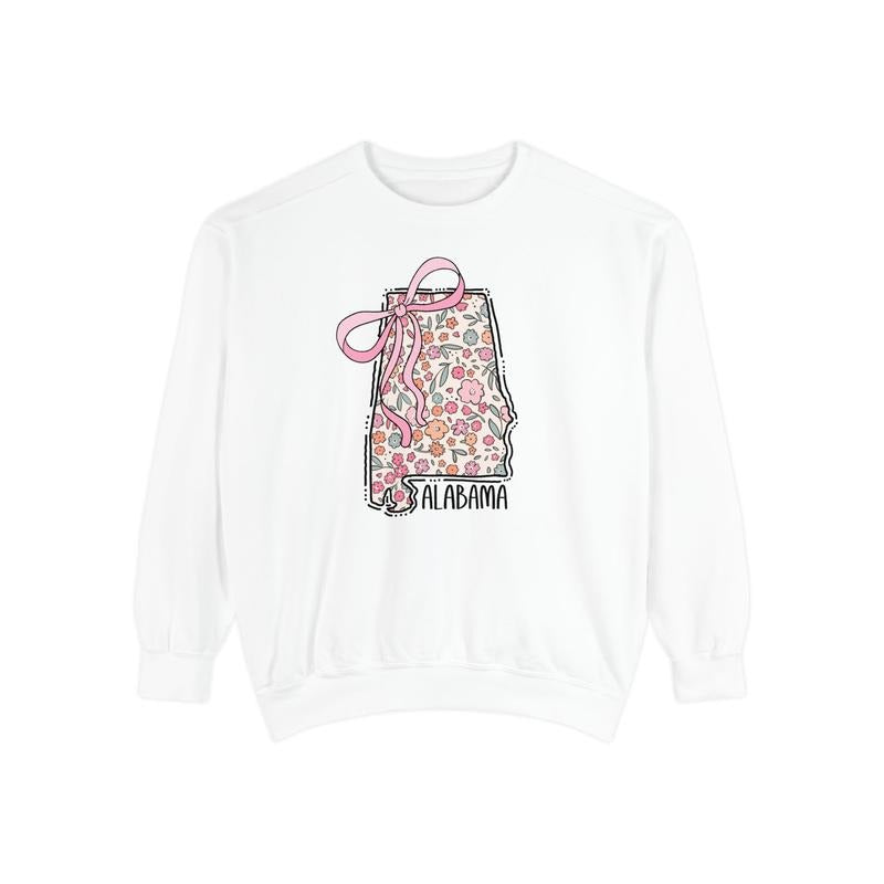 Alabama Floral Comfort Colors Sweatshirt, Alabama Sweatshirt, Cute Bow Alabama Sweatshirt T-Shirts, Hoodie | WearSparks.com