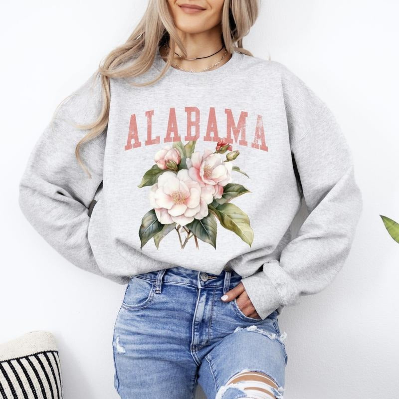 Alabama State Flower Sweatshirt, Crew Neck, Women's, Crewneck T-Shirts, Hoodie | WearSparks.com