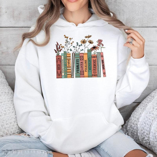 Albums As Books Hoodie, Aesthetic For Book Lovers, Crewneck Hoodie, Folk Music Hoodie, Country Music Hoodie, Rock Music...