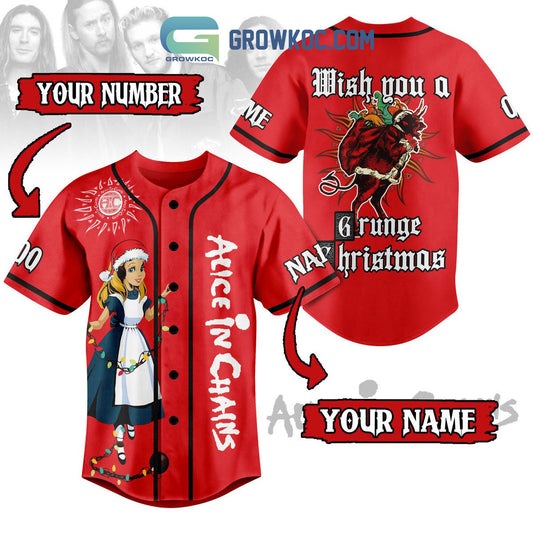Alice In Chains Wish You A Grunge Christmas Winter Holiday Custom Name Number Personalized Baseball Jersey