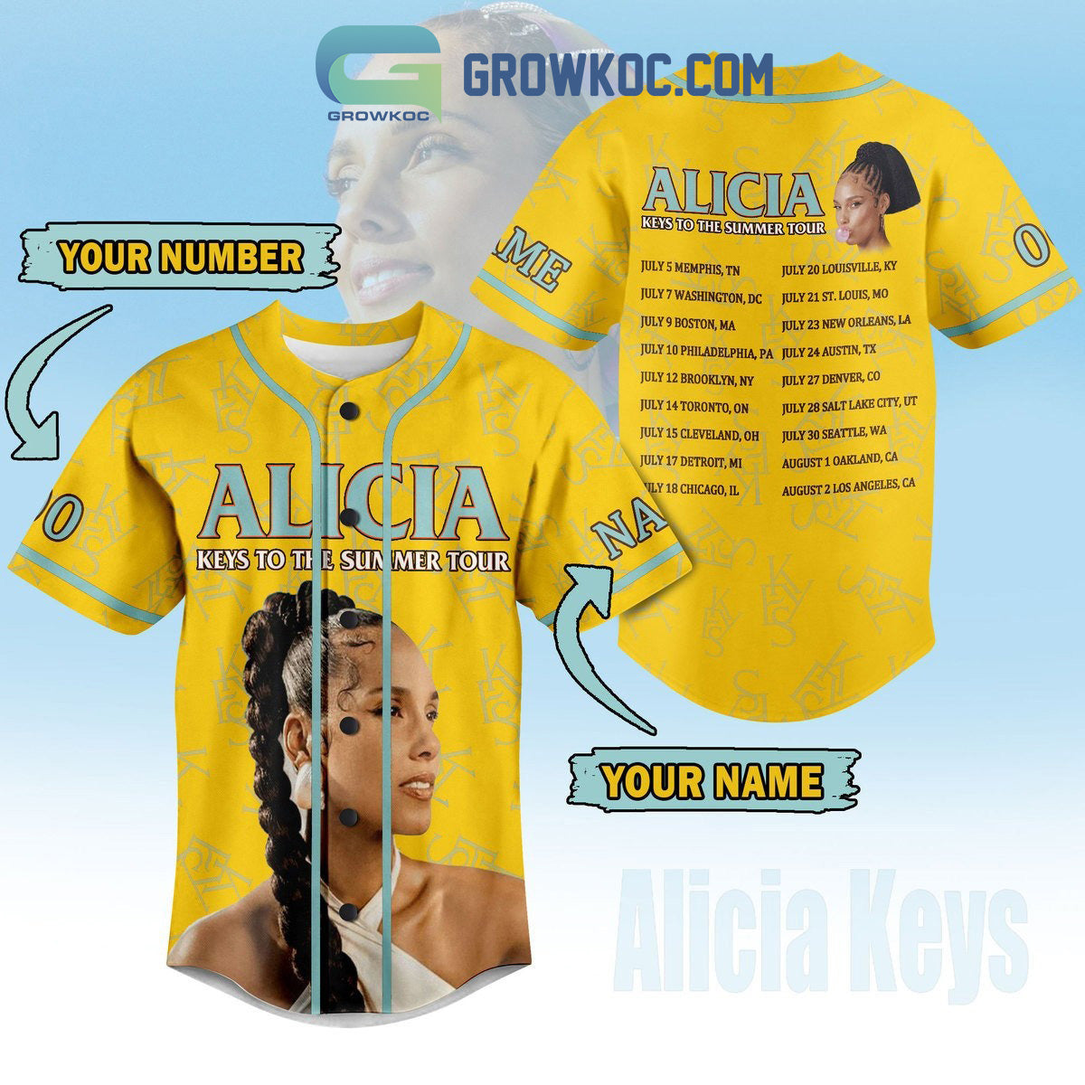 Alicia Keys To The Summer Tour Personalized Baseball Jersey
