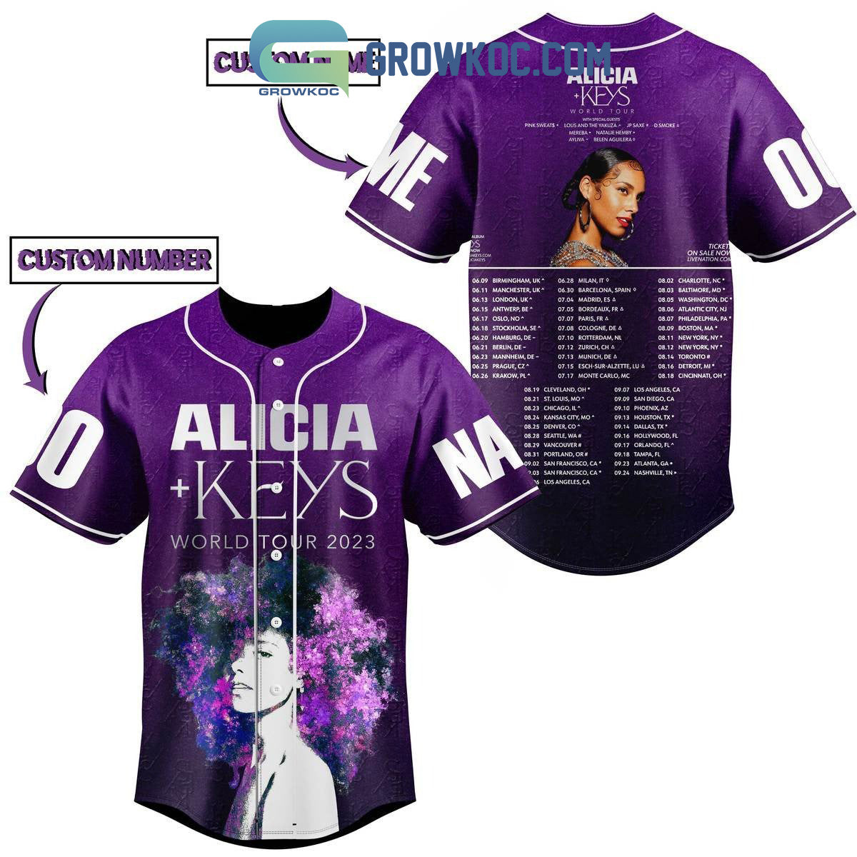 Alicia Keys World Tour 2023 Personalized Baseball Jersey