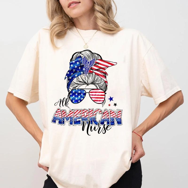 All American Nurse Shirt, Retro Nurse 4th Of July Shirt, Gift For Registered Nurse, RN Graduation Gift, Nurse Shirt,...