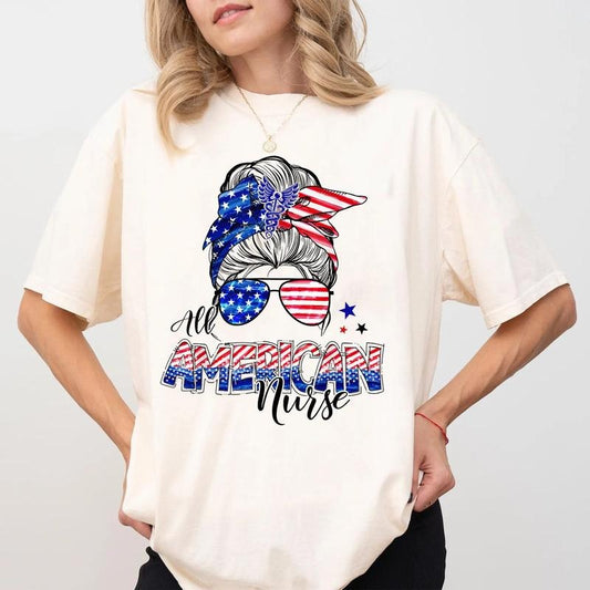 All American Nurse Shirt, Retro Nurse 4th Of July Shirt, Gift For Registered Nurse, RN Graduation Gift, Nurse Shirt,...