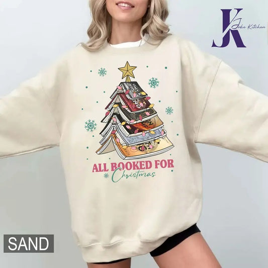 All Booked For Christmas Sweatshirt, Fourth Wing Christmas Tree Shirt, Books Christmas Sweatshirt, Christmas Schedule...
