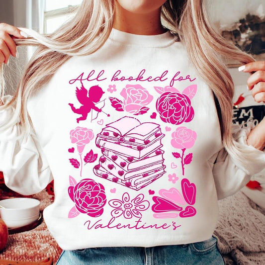 All Booked for Valentines Sweatshirt, Teacher Valentine Sweatshirt, Glitter Valentine Coquette Heart Sweatshirt, Boho...