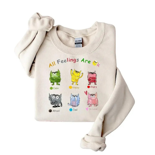 All Feelings Are Okay Sweatshirt, Mental Health, Positive Motivational Hoodie T-Shirts | WearSparks.com