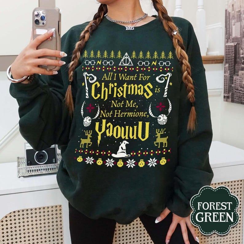All I Want for Christmas Is Not Me Ugly Sweatshirt, Yaouuu Ugly Christmas Sweater, Funny Women Xmas Sweatshirt, Gift for...