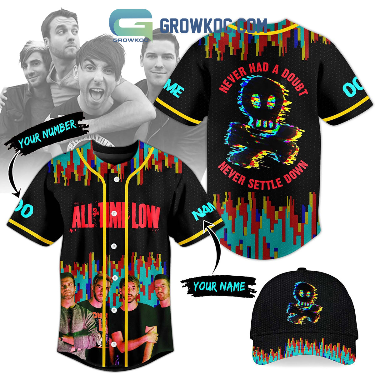 All Time Low Never Had A Doubt Never Settle Down Personalized Baseball Jersey