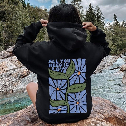 All You Need Is Love, Retro Flowers Hoodie T-Shirts, Sweatshirt | WearSparks.com