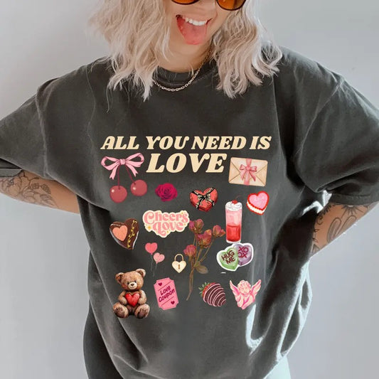 All you need is Love doodles Shirt ~ Unisex Apparel Relaxed Fit Printed In The USA Clothing Womenswear Casual Comfort...