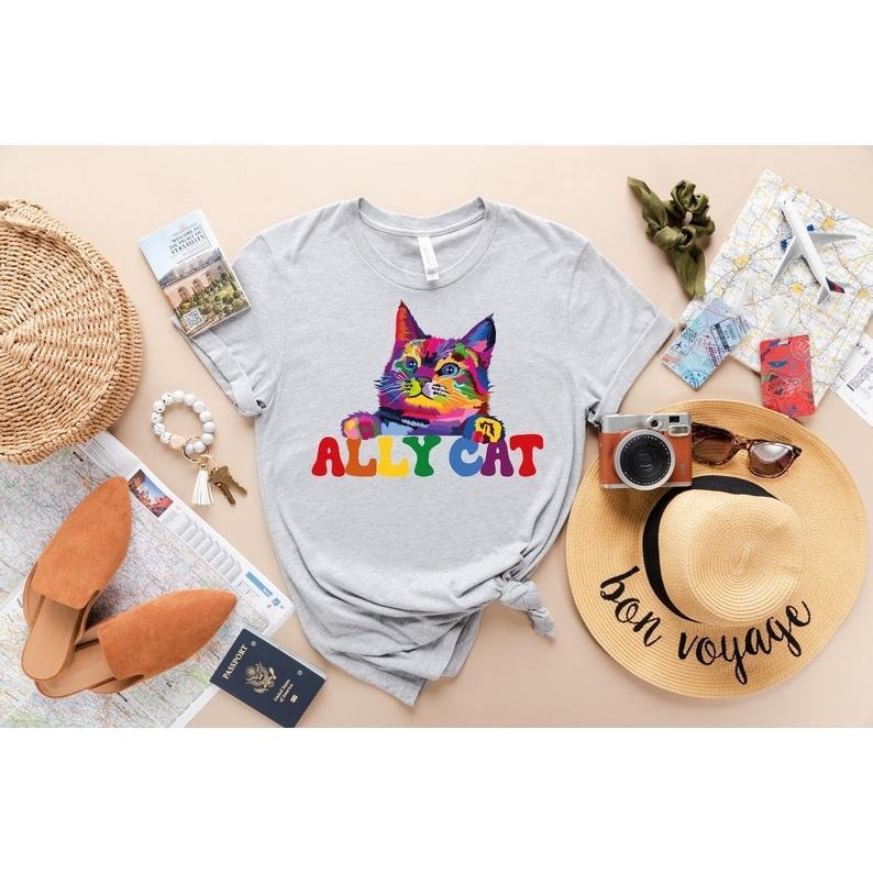 Ally Cat LGBTQ, Ally Pride, Vintage Lgbt Shirt, Pride Month Gift, Human Rights, LGBT Support Tee, Equality Rights Gift,...