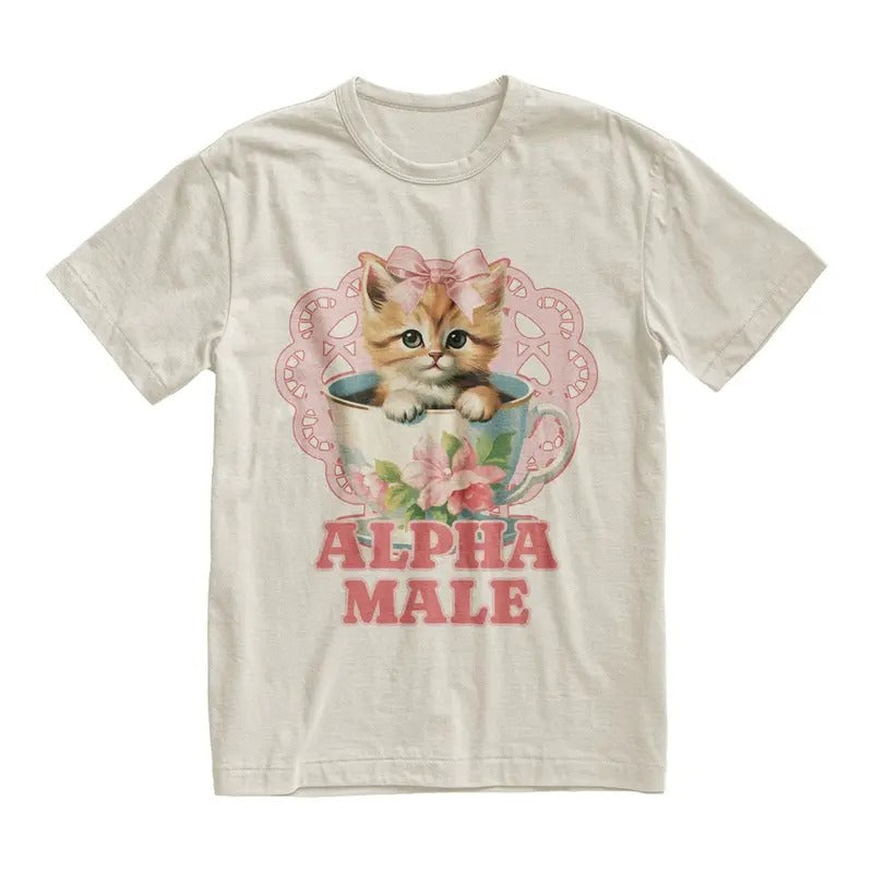 Alpha Male Funny Kitten Tshirt, Funny Cat Meme Shirt Cotton Menswear Hoodie, Sweatshirt | WearSparks.com