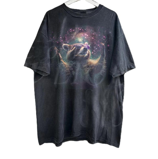 Alpha Raccoon In Space Vintage 90s Style Shirt, Retro Raccoon Cool Galaxy T-Shirt, Trash Panda Lovers, Unisex Adult Funny...