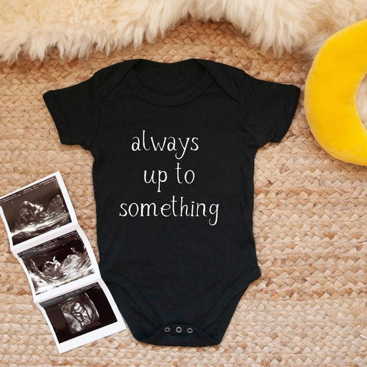 Always Up To Something, Toddler T-Shirts & Baby Bodysuits, Graphic Infant Clothes, Cute Baby Shower Gift, Trendy Kids...