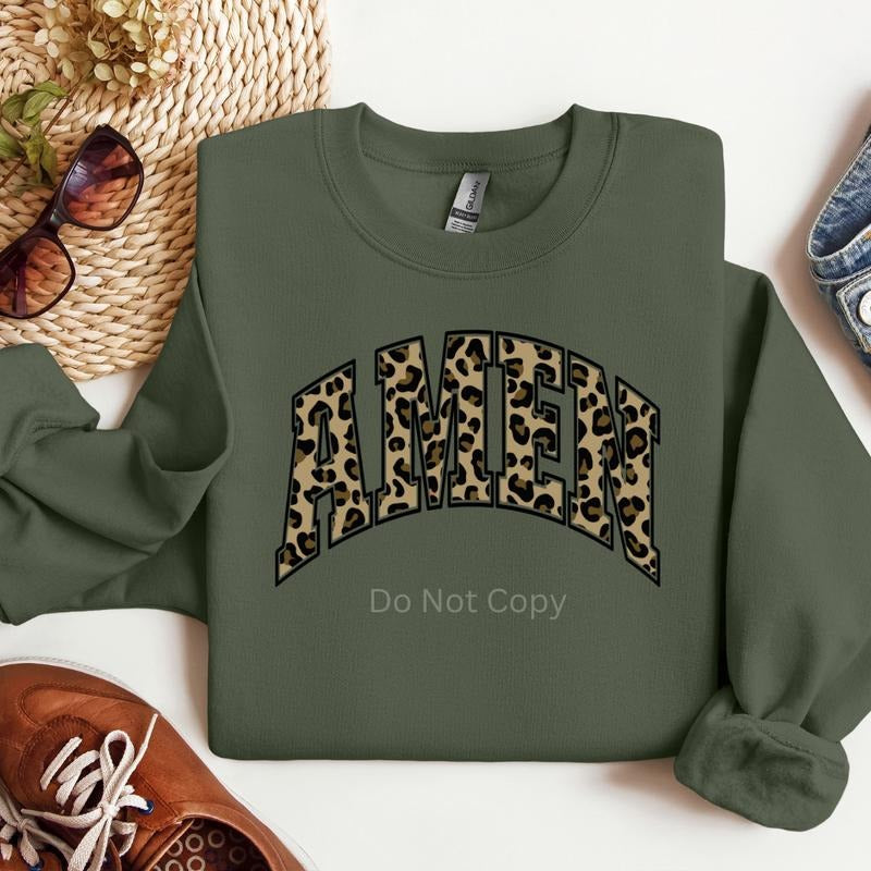Amen Leopard DTF Transfer ONLY - This is NOT a T Shirt Hoodie, Sweatshirt | WearSparks.com