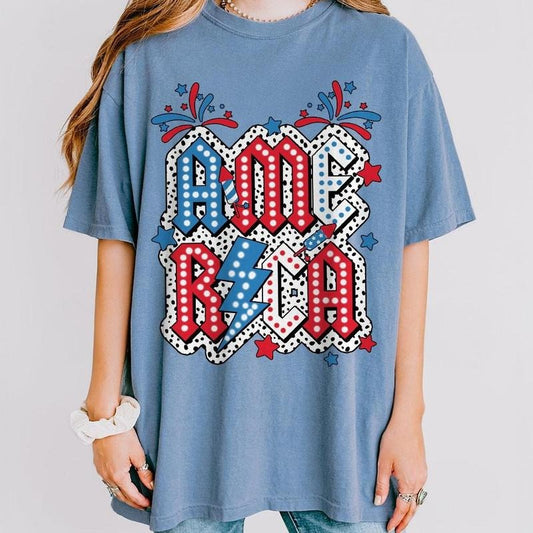 America Dalmatian Dots Shirt, 4th of July Shirt, Bright Doodle, Freedom Shirt, Independence Day Gift, Memorial Day Shirt,...