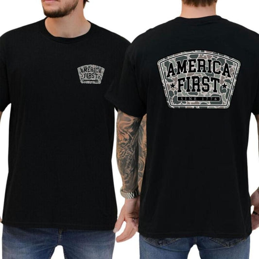 America First Duck Camo T-shirt Hunting Camo Shirt Outdoor Life Soft Fabric Short Sleeve Shirt Hoodie, Sweatshirt