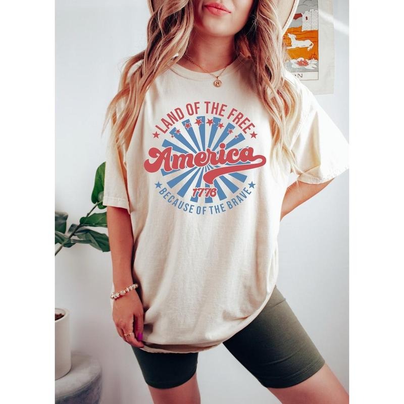 America Land Of The Free Because Of The Brave Shirt, Fourth of July Shirt, 4th Of July Shirt, Independence Day Shirt,...