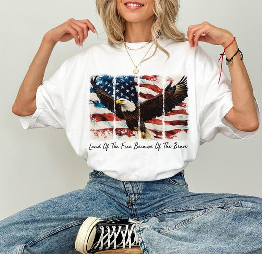 America Land Of The Free Because Of The Brave tee, 4th of July tshirt, Patriotic tee, Independence Day tshirt, american...