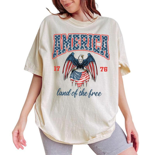 America Land Of The Free Est. 1776 Shirt, 4th Of July Graphic Printed Tee, Patriotic Unisex Unhinged Shirt, Independence...