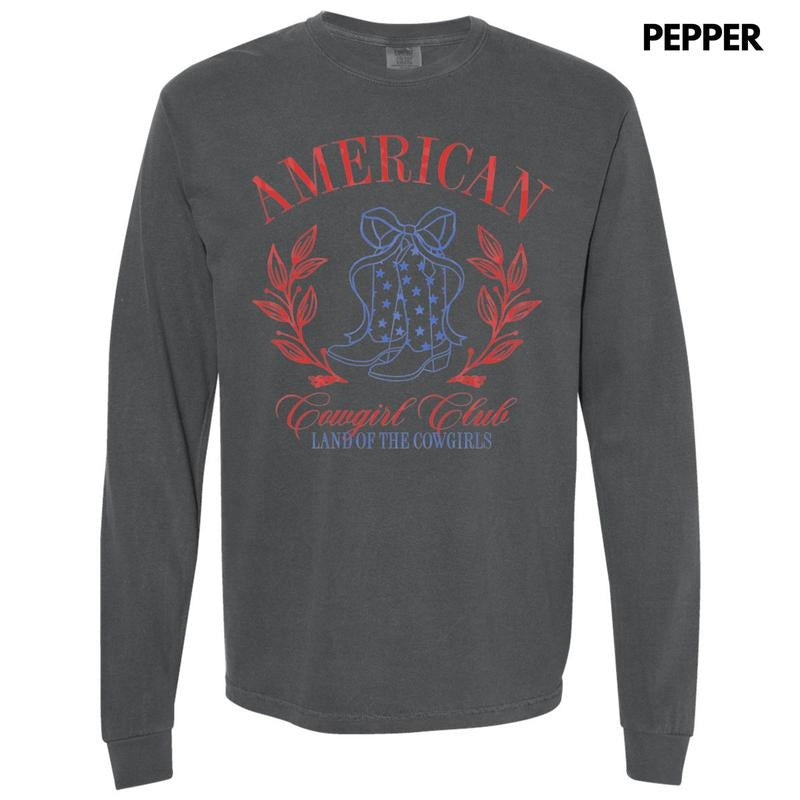 American Cowgirl Club Long Sleeve Comfort Colors T-Shirt Hoodie, Sweatshirt | WearSparks.com