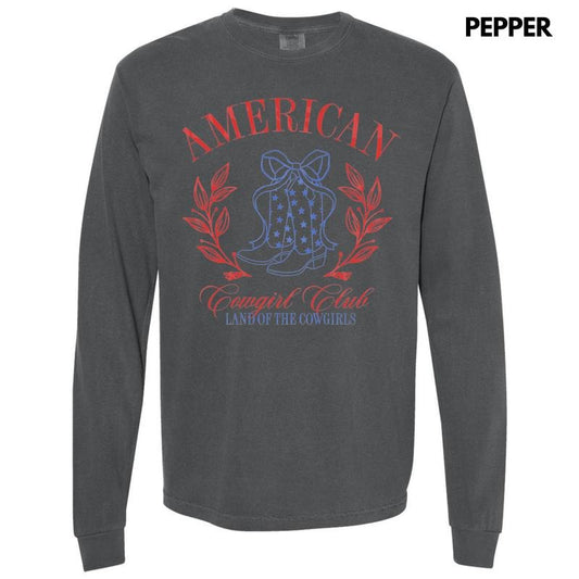American Cowgirl Club Long Sleeve Comfort Colors T-Shirt Hoodie, Sweatshirt | WearSparks.com