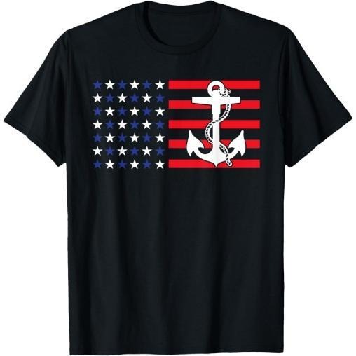 American Flag Anchor Shirt Patriotic Military July Navy USA T-Shirt Made in USA Hoodie, Sweatshirt | WearSparks.com