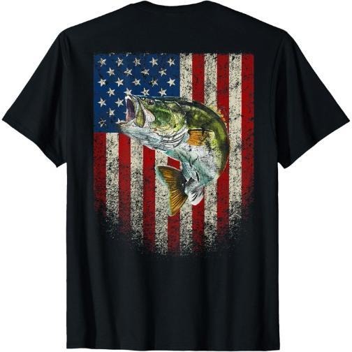 American Flag Bass Fish Fishing T-Shirt Made in USA Hoodie, Sweatshirt | WearSparks.com