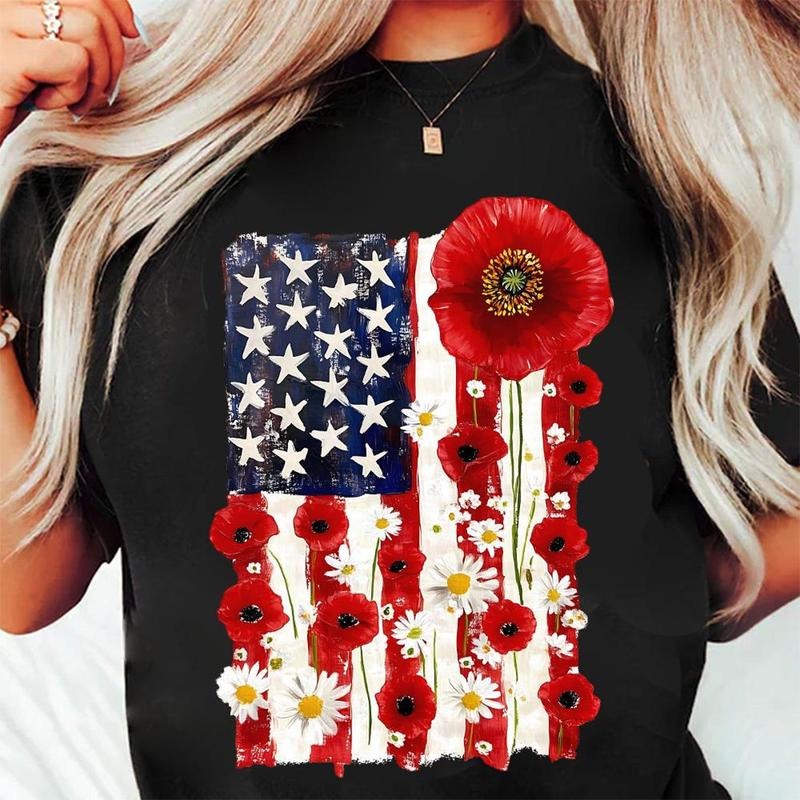 American Flag Floral tee, 4th of July tshirt, Memorial tee, floral America USA tee, Patriotic tshirt, Girly tee, USA...
