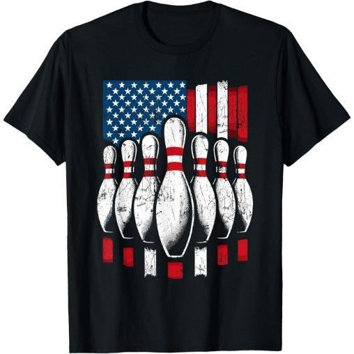 American Flag Patriotic Bowling T-Shirt Made in USA Hoodie, Sweatshirt | WearSparks.com