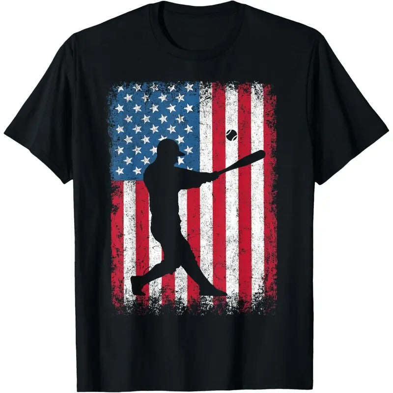 American Flag Vintage Baseball Flag T-Shirt Dad Mom Tee T-Shirt made in usa Hoodie, Sweatshirt | WearSparks.com