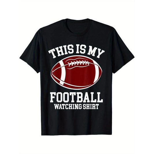American Football Print Men's Cotton T-shirt, Graphic Tee Men's Outdoor Clothes, Men's Clothing, Casual Short Sleeve Crew...