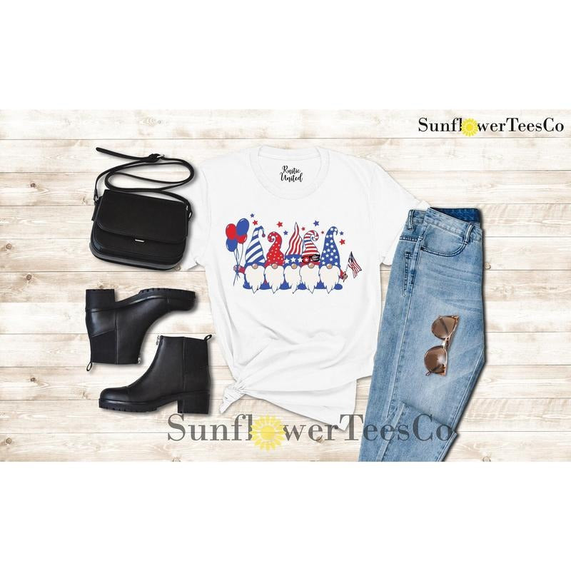 American Gnome Shirt Funny 4th Of July Shirt Fourth Of July Gifts Patriotic Gnome Shirt Memorial Shirt Gift For American...