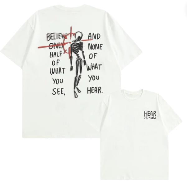 American High Street Skull Trendy Print Tee, Skull Y2k Graphic Tee, Goth Aesthetic Tee, Unisex T-Shirt, Gift For Men...