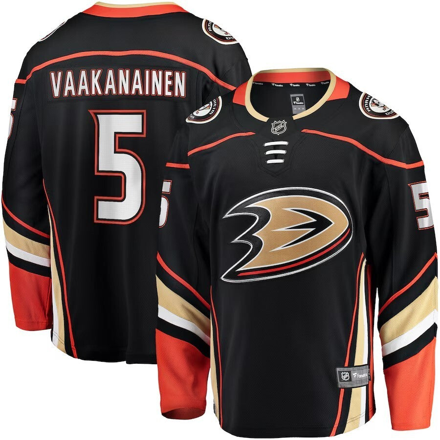 Anaheim Ducks #5 Urho Vaakanainen Home Premier Breakaway Player Jersey - Black