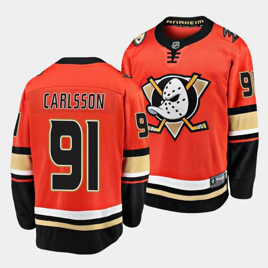Anaheim Ducks #91 Leo Carlsson 2023 NHL Draft Home Orange Jersey