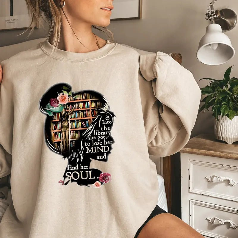 And Into The Library She Goes To Lose Her Mind And Find Her Soul Shirt, Read Banned Books, Book Lover Gift, Reading Book...