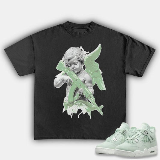 Angle Match 4s Seafoam Sneakers, Fitted Unisex Cotton T-shirt, Y2K Graphic Tee for Everyday Streetwear Look Hoodie,...
