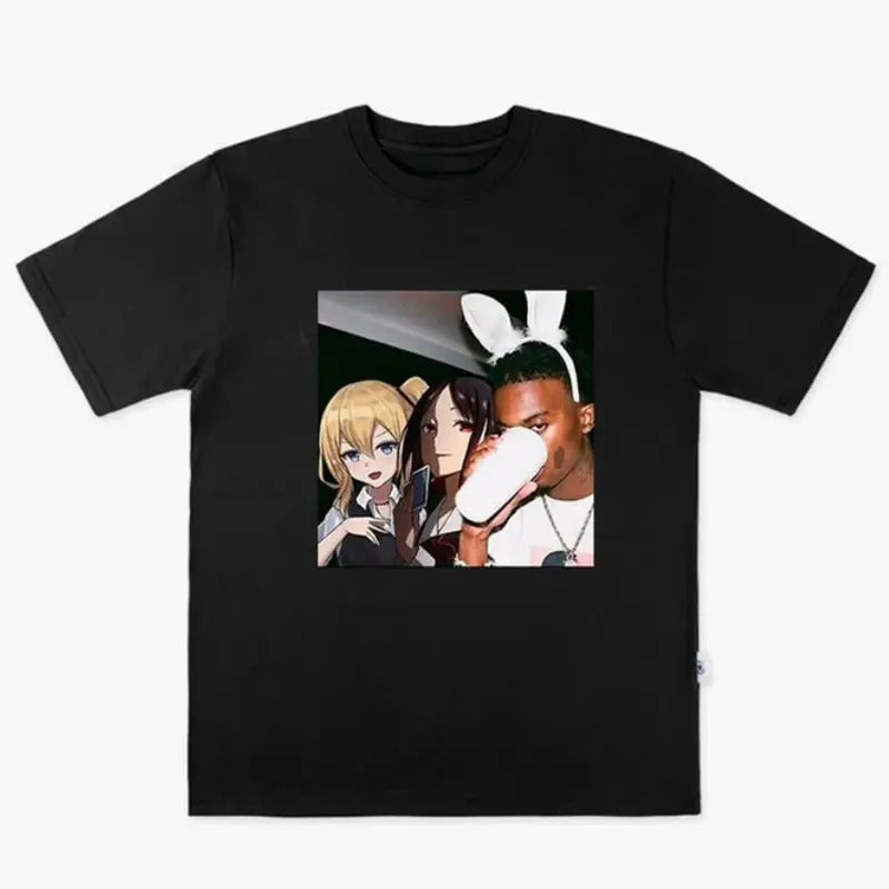 Anime Characters & Urban Style T-Shirt, Unique Streetwear Graphic Tee, Black Unisex Cotton Top, Casual Menswear &...